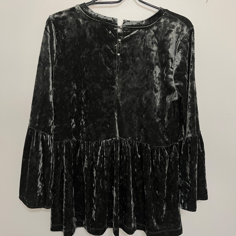 Cupio Peplum Babydoll Crushed Velvet Top Women's M Whimisgoth Bell Sleeve
